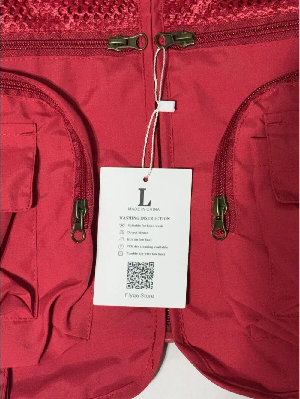 Outdoor Fishing Vest Large Red Flygo Mens Mesh Quick Dry Multi Pocket Outdoors